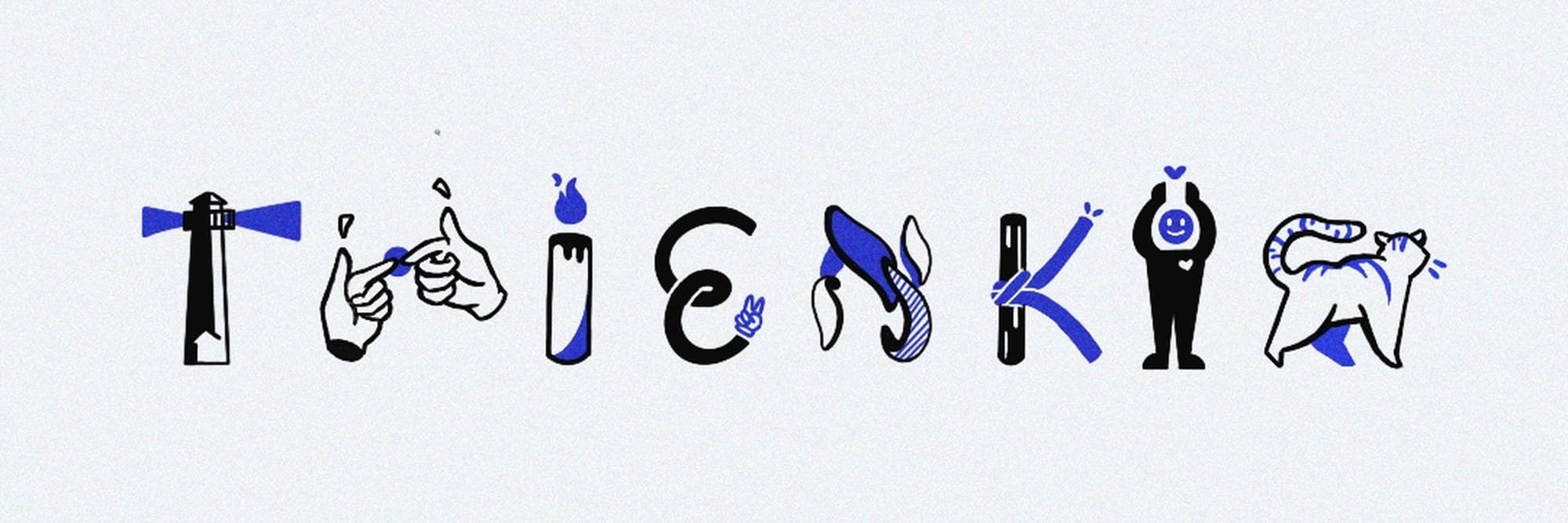 Hand-drawn “Thienkim” lettering made of characters