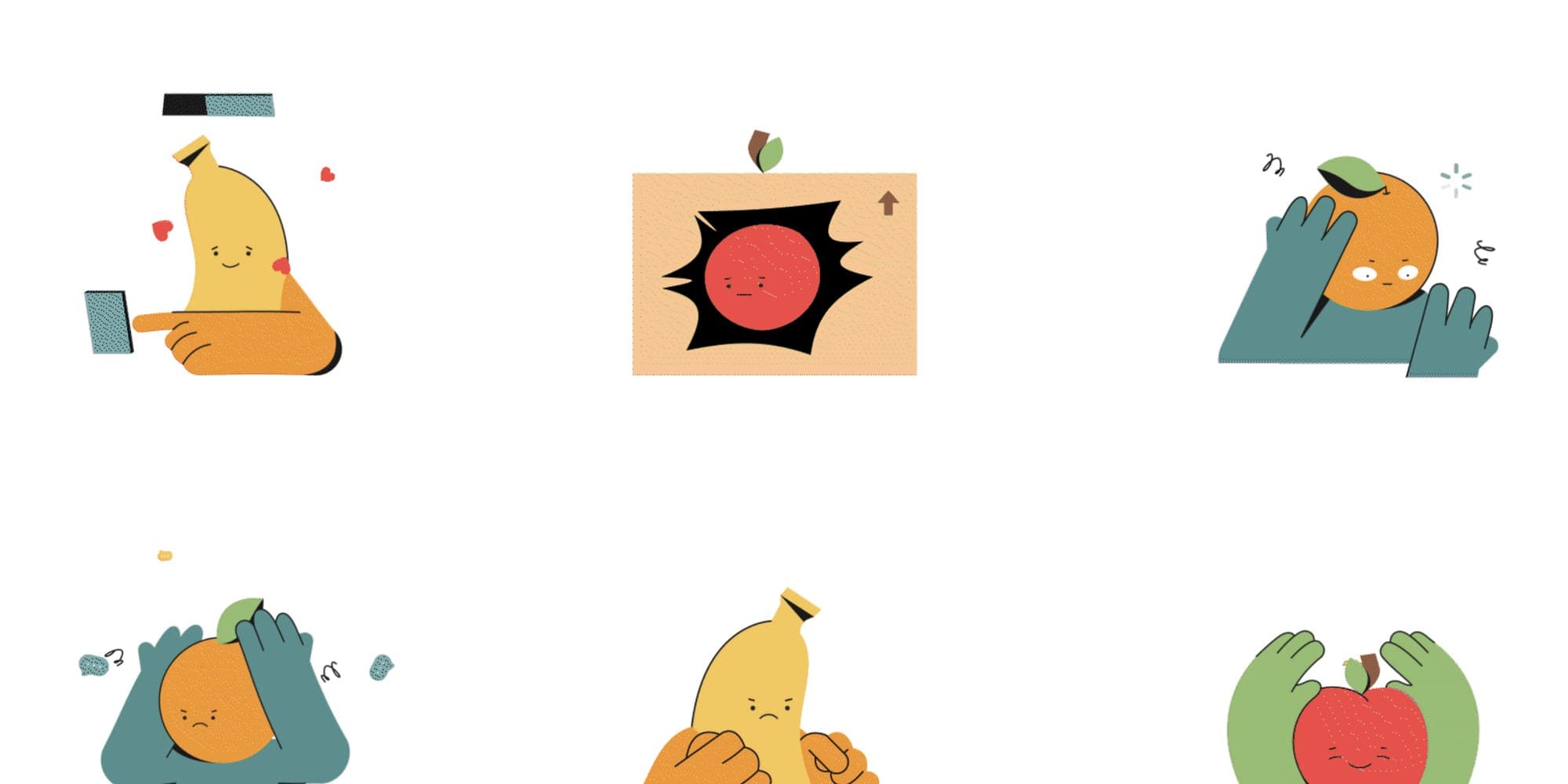 A set of fruit character illustrations