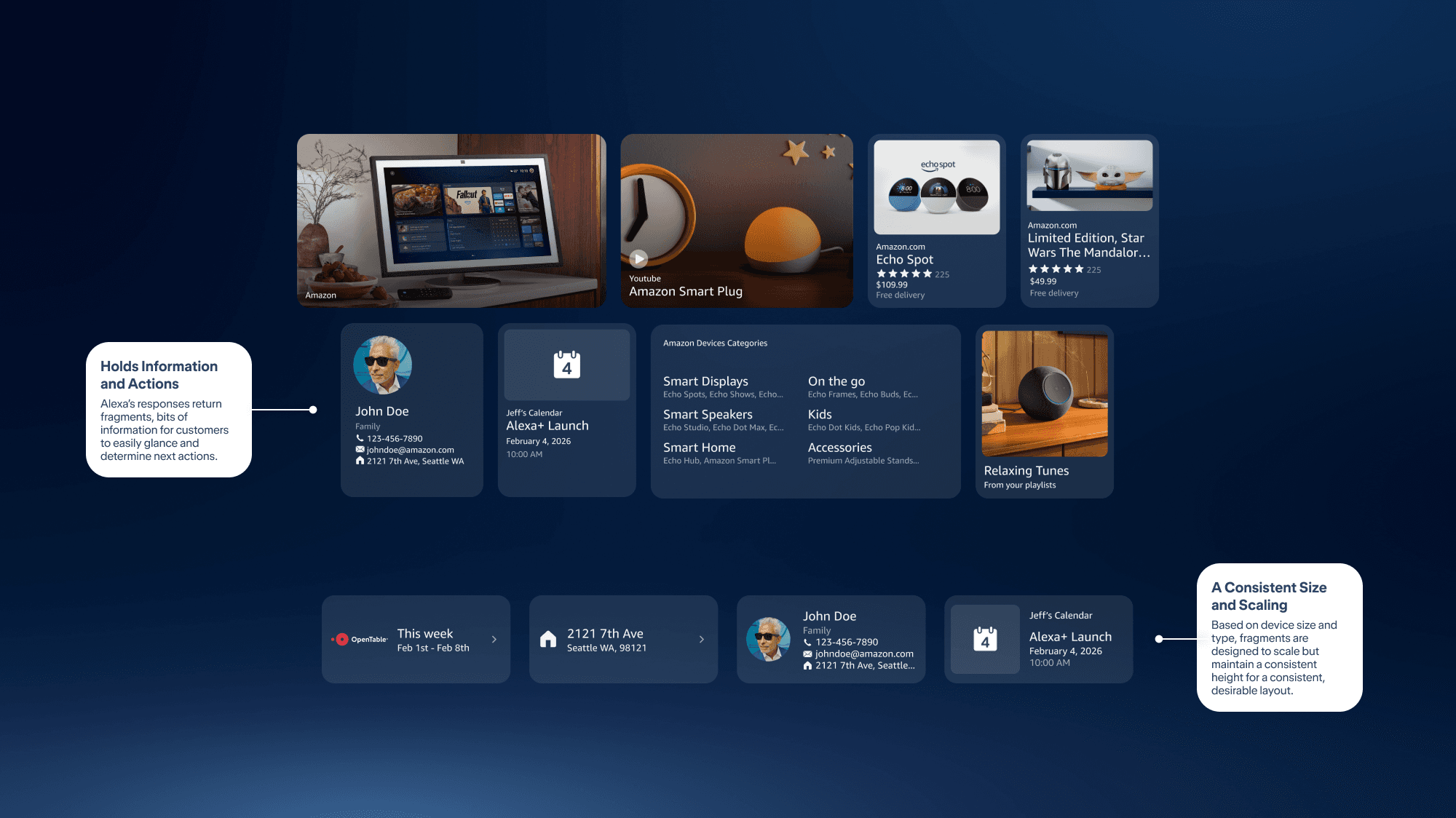 Conversation fragment components on Alexa's conversational UI