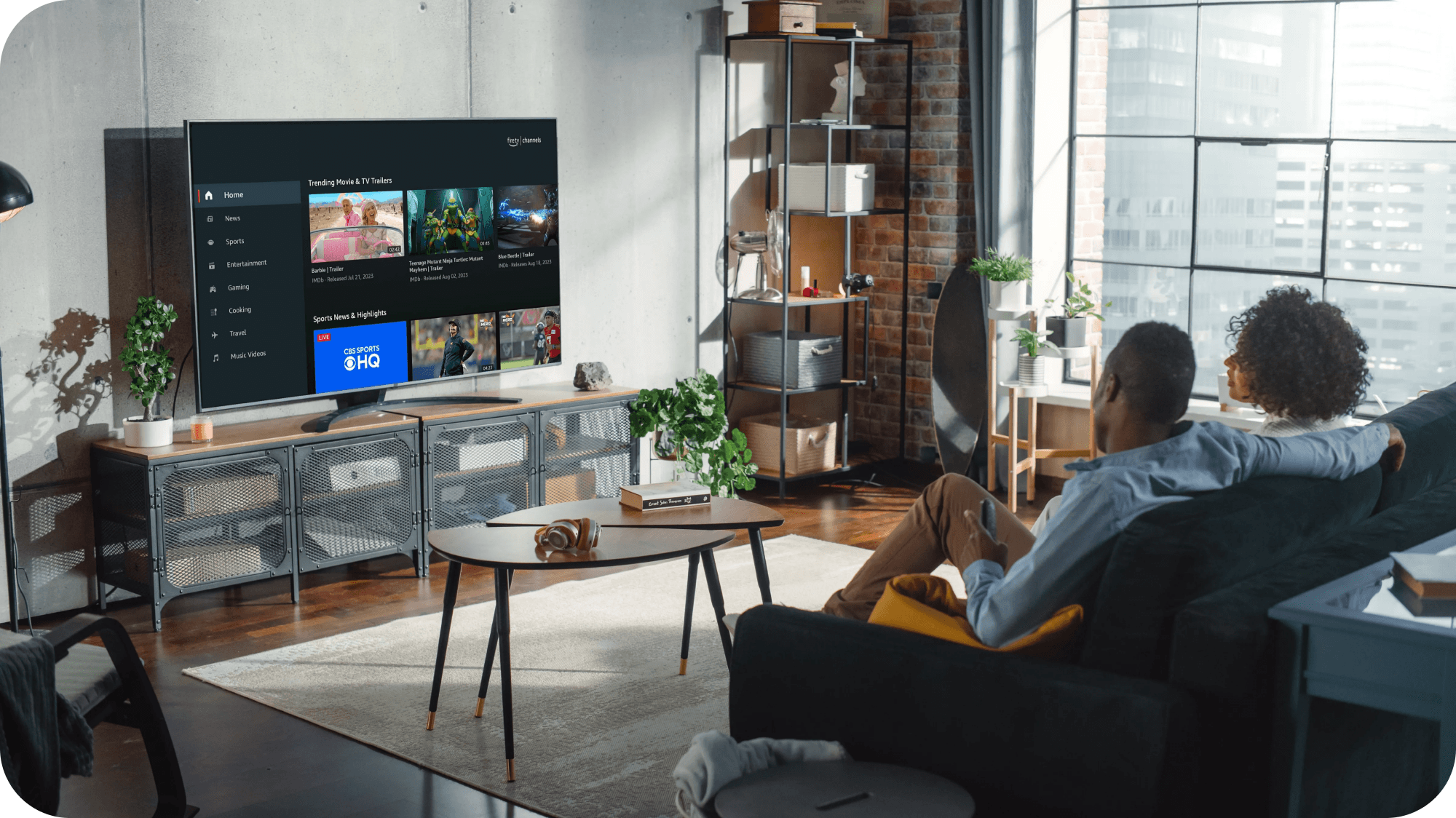 Fire TV Channels browse experience shown in a living room