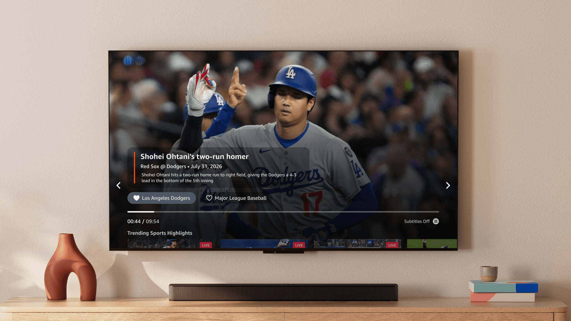 Fire TV Channels playback with descriptions open