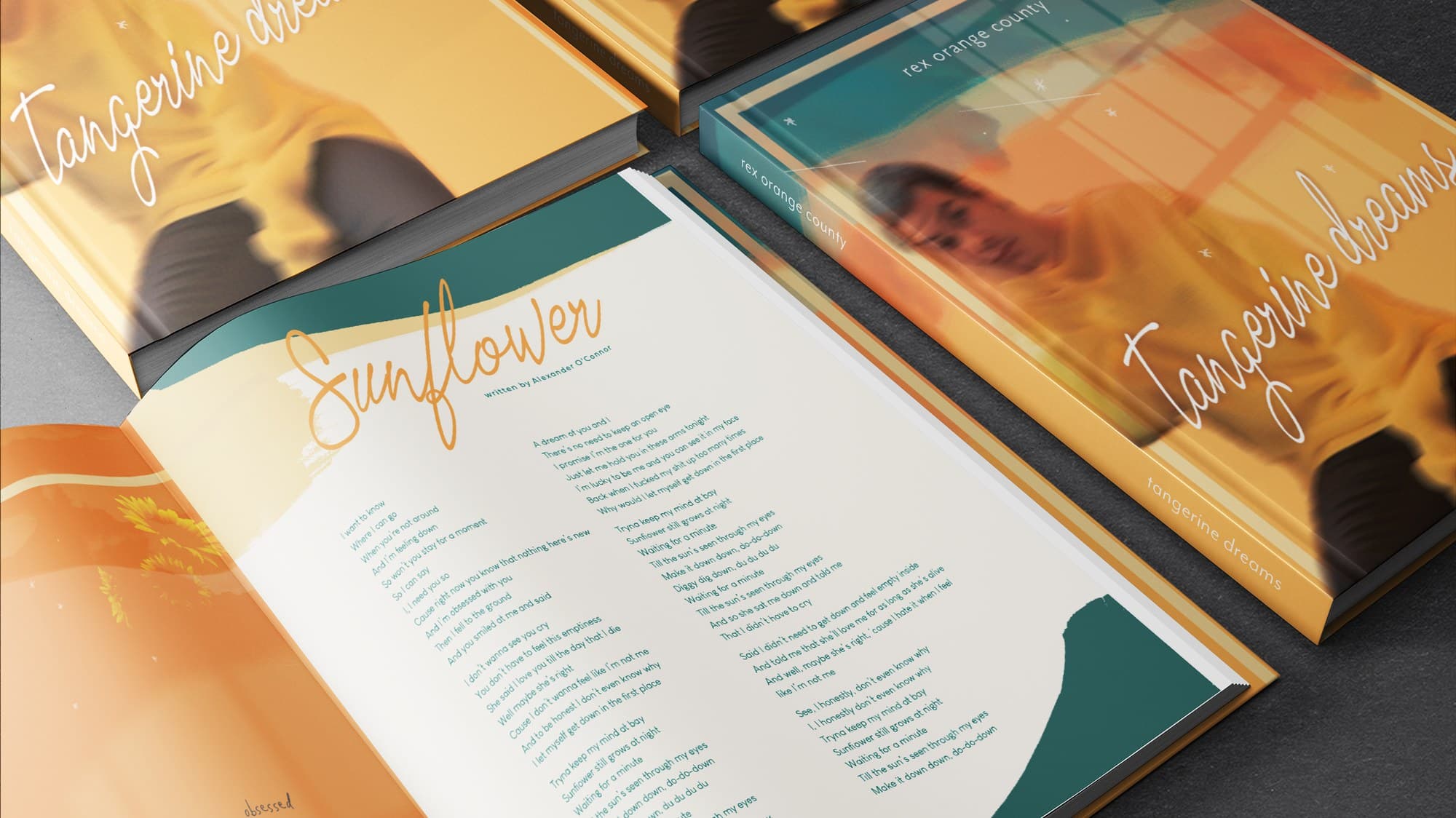 Sunflower typographic book spread